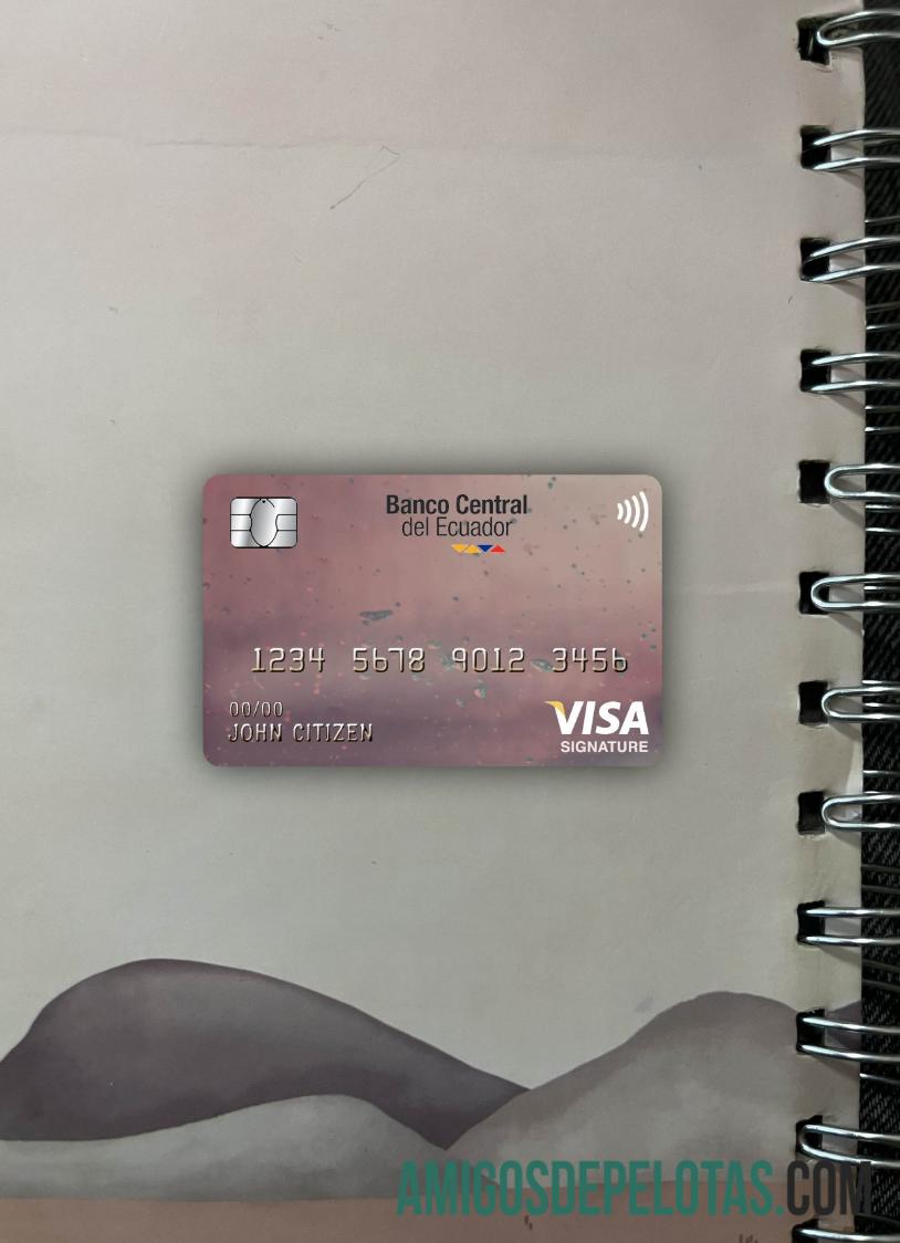 Cartão de assinatura Visa do Banco Central do Equador Photolook Front baixar para verificação